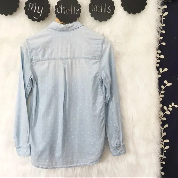 AMERICAN EAGLE Boyfriend Shirt Ombré Polka Dot Chambray Button‎ Down - Picture 2 of 4